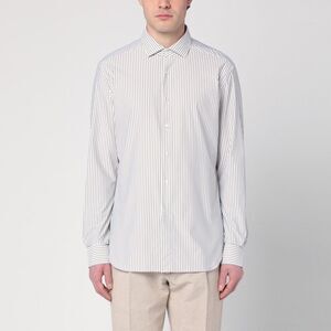 Xacus Men's White/Beige Cotton Shirt